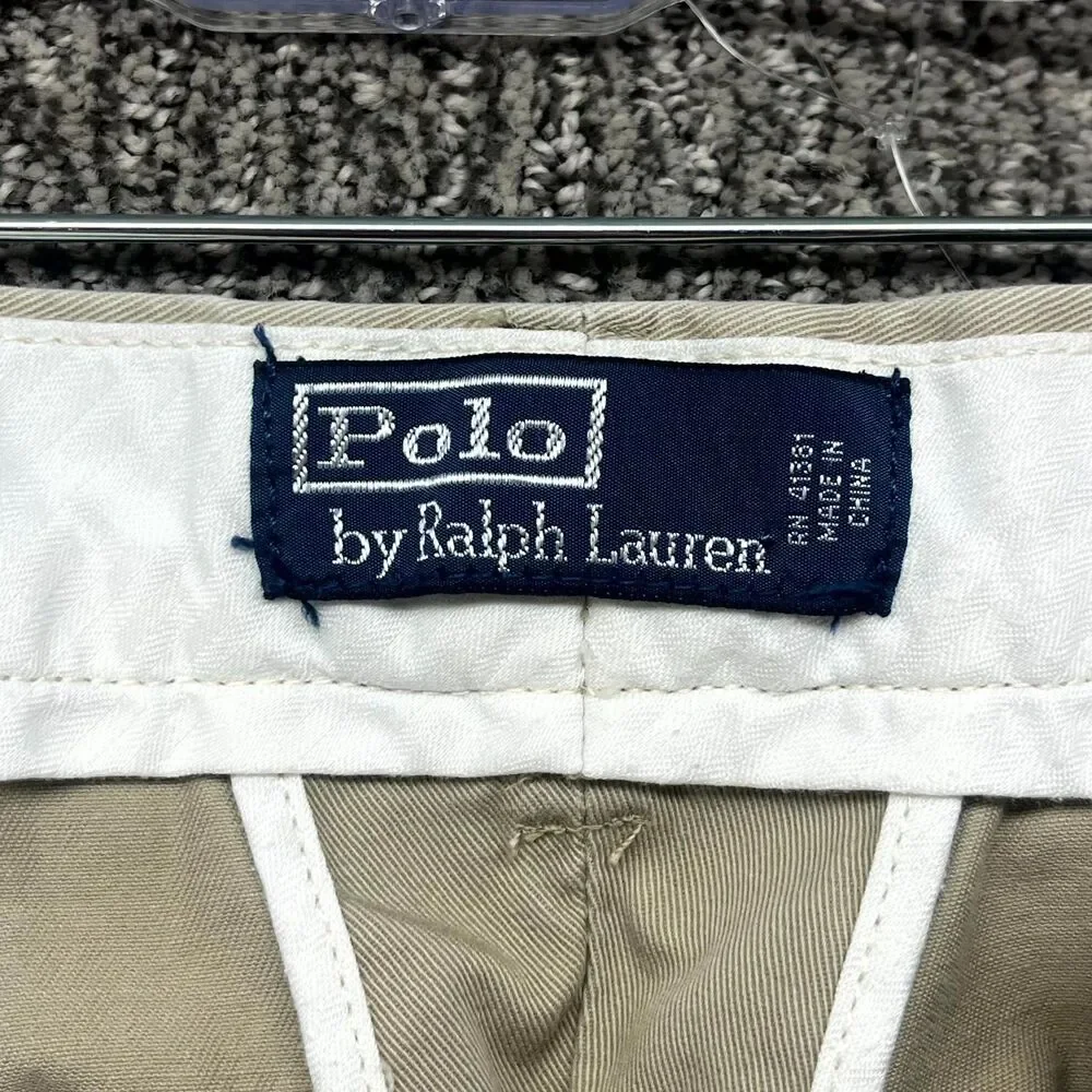 Polo Ralph Lauren Andrew Chino Pants Mens 38x32‎ Beige Pony Logo Pleated Front